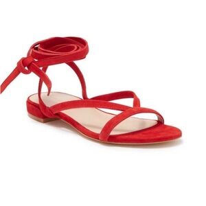 NEW Stuart Weitzman Anita Lace Up Suede Sandal Ruby Red Size 6.5